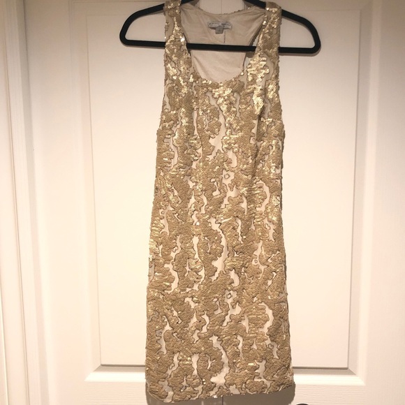 Gold Sequin Racer Back Dress - Picture 3 of 10